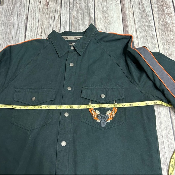 Harley Davidson Men’s M Black Shacket Button Up Canvas Motorcycle Pockets Jacket - Picture 7 of 12